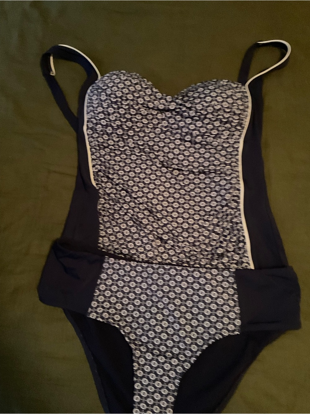 Woman’s Navy Blue Patterned One-Piece Swimsuit